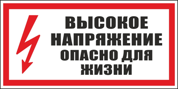 S19 высокое напряжение. опасно для жизни (пластик, 300х150 мм) - Знаки безопасности - Вспомогательные таблички - магазин "Охрана труда и Техника безопасности"